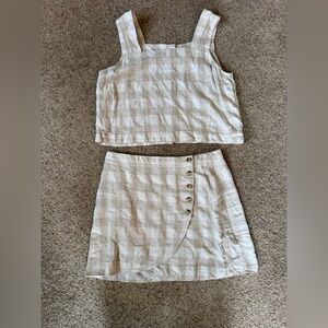 Madewell Linen Cream and White 2 Piece Set - Top and Matching Skirt Sz Large/12